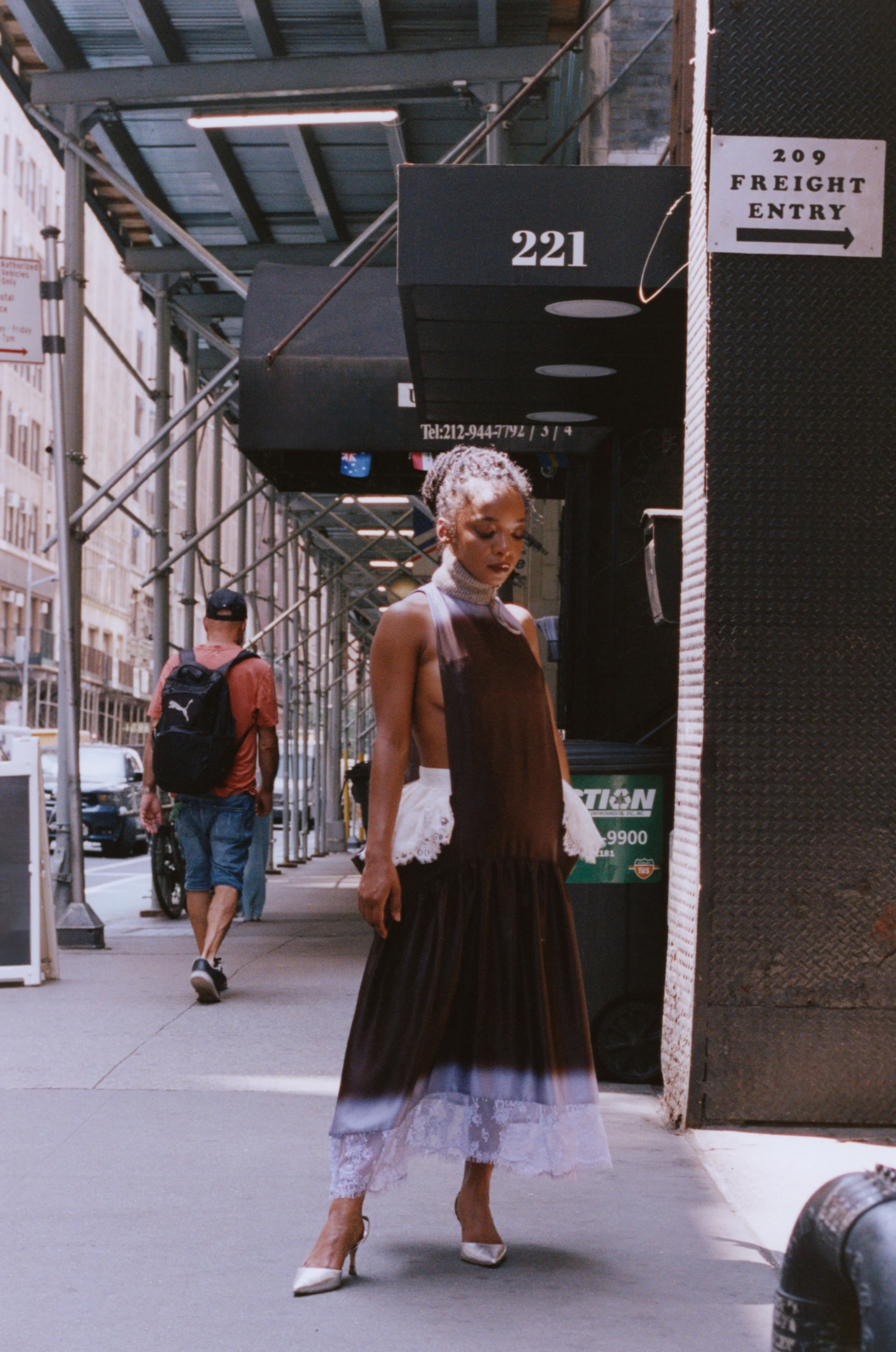 DRESS by Collina Strada; SKIRT, worn underneath, by Chloé; SHOES by Manolo Blahnik; NECKLACE by Marc Jacobs