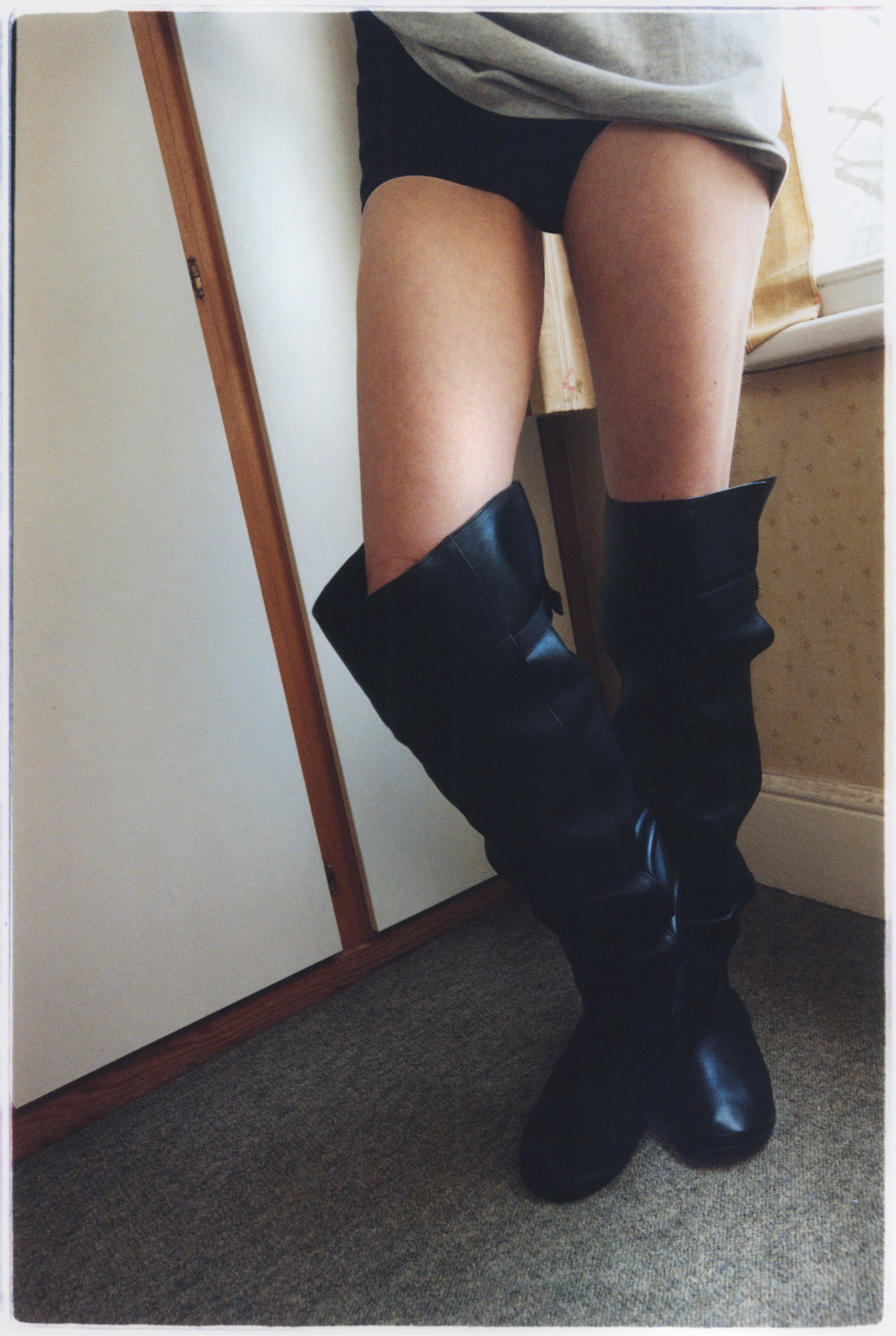 Vintage T-SHIRT from Forêt Vierge. SHORTS by ,Hermès. ,BOOTS by ,CHRISTEN.