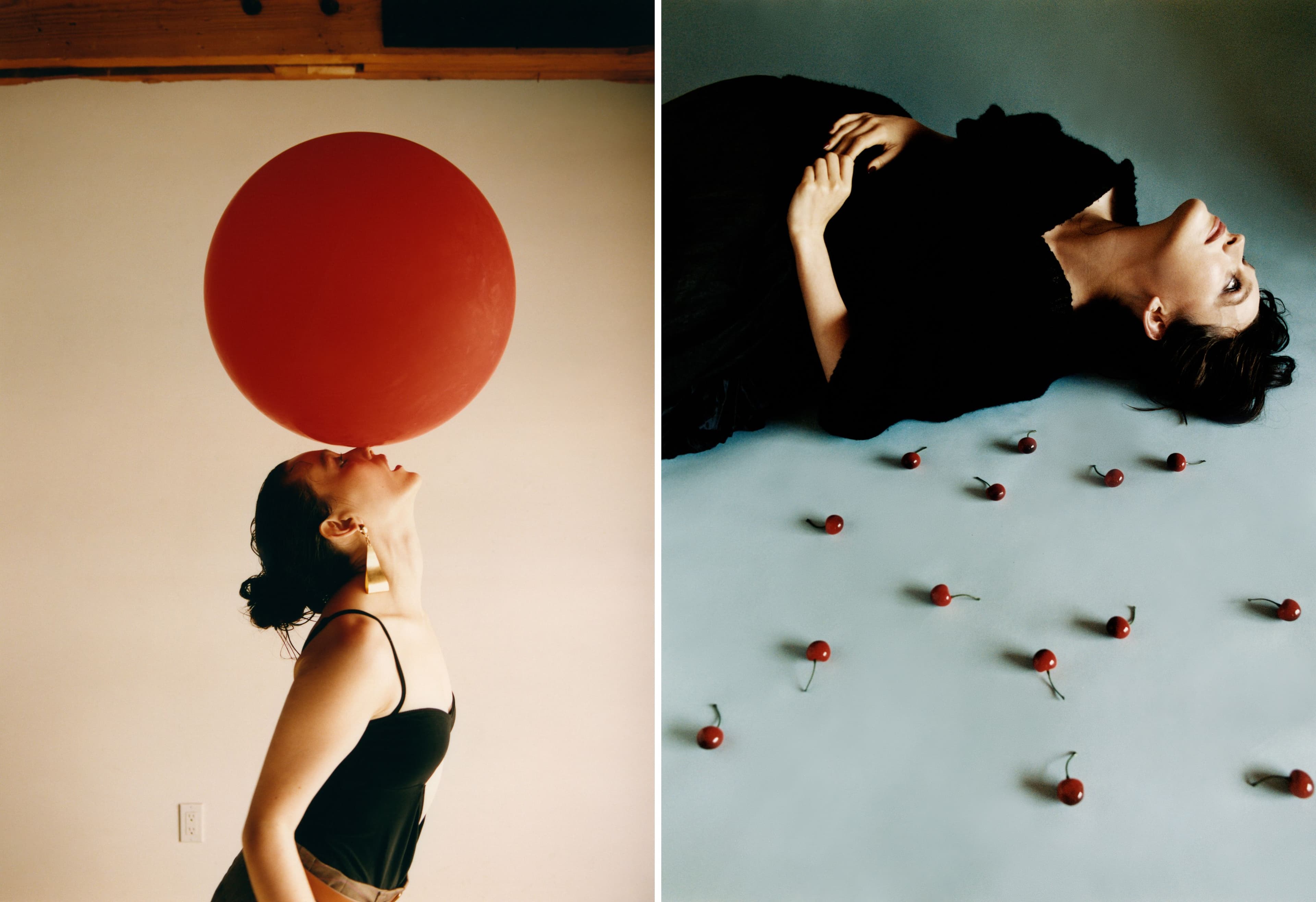 LEFT: BODYSUIT by Beaufille; SKIRT and BELT by Tory Burch; EARRINGS by Isabel Marant. RIGHT: All CLOTHING by Louis Vuitton.