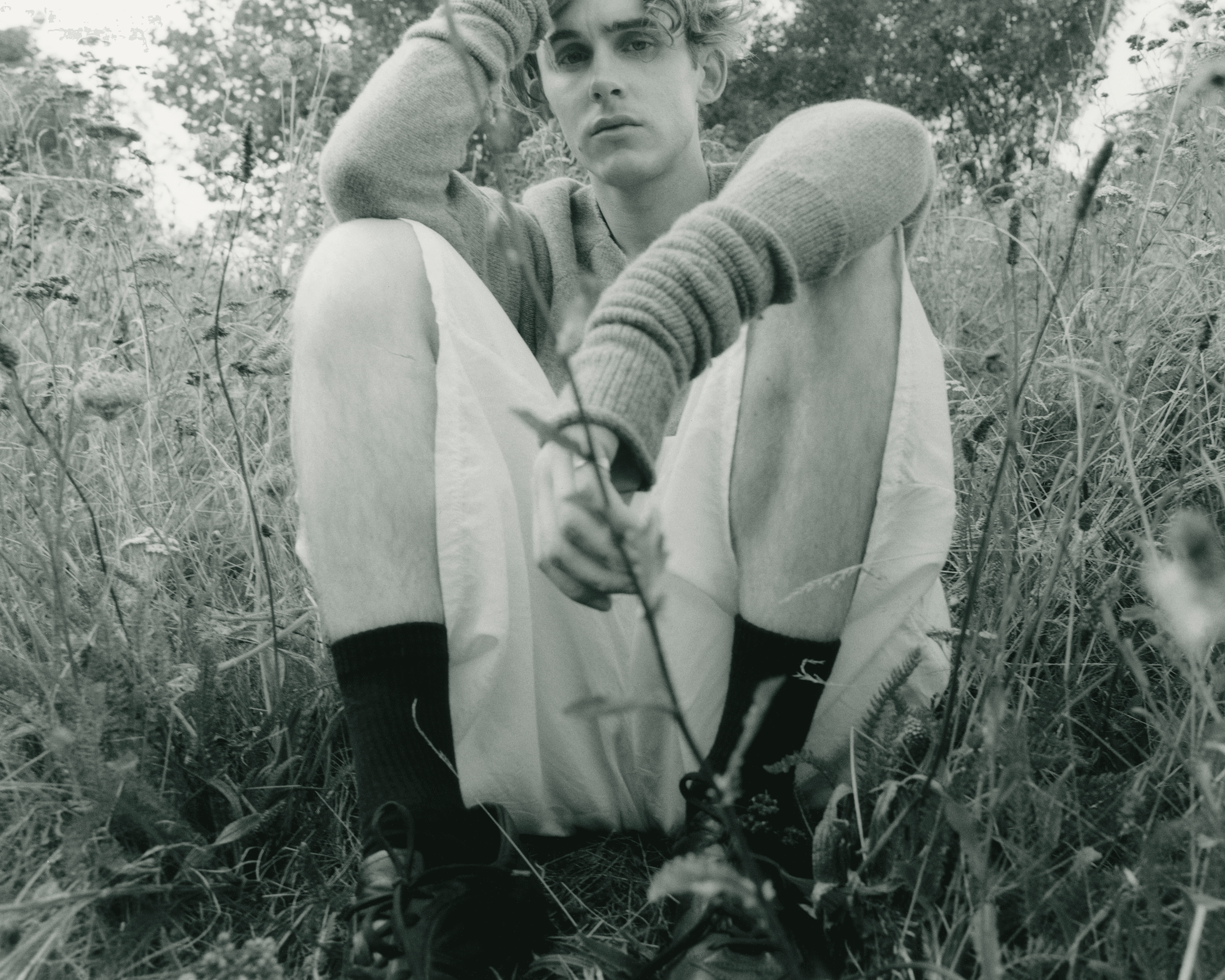 SWEATER by ,Derrick., SHORTS by ,Gabriela Coll., BOOTS by ,Dior.