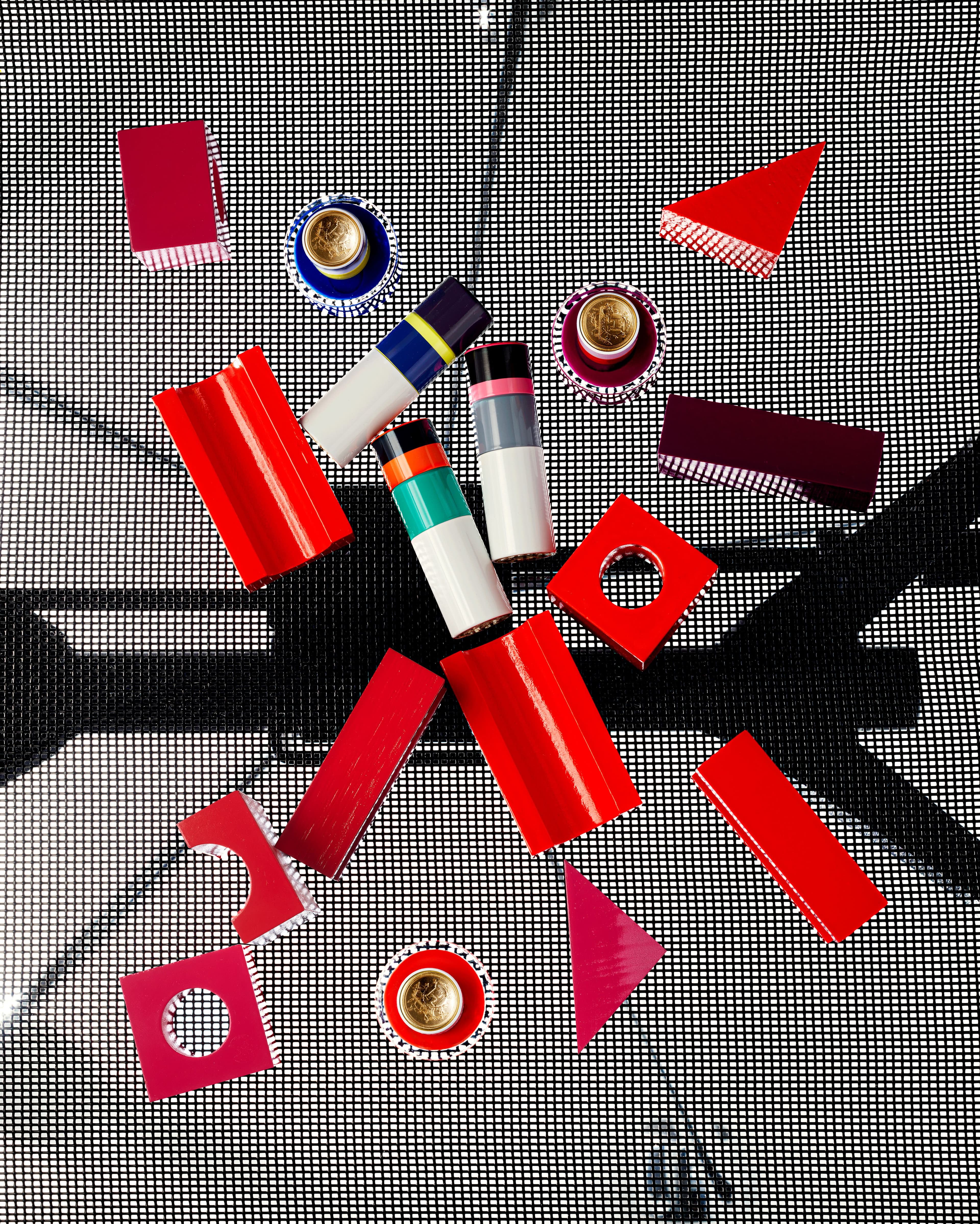 Orange Tonique, Ultraviolet, and Blue Electrique NAIL POLISHES and Orange Néon, Rouge Cinétique, and Rose Pop LIPSTICKS by ,Hermè,s