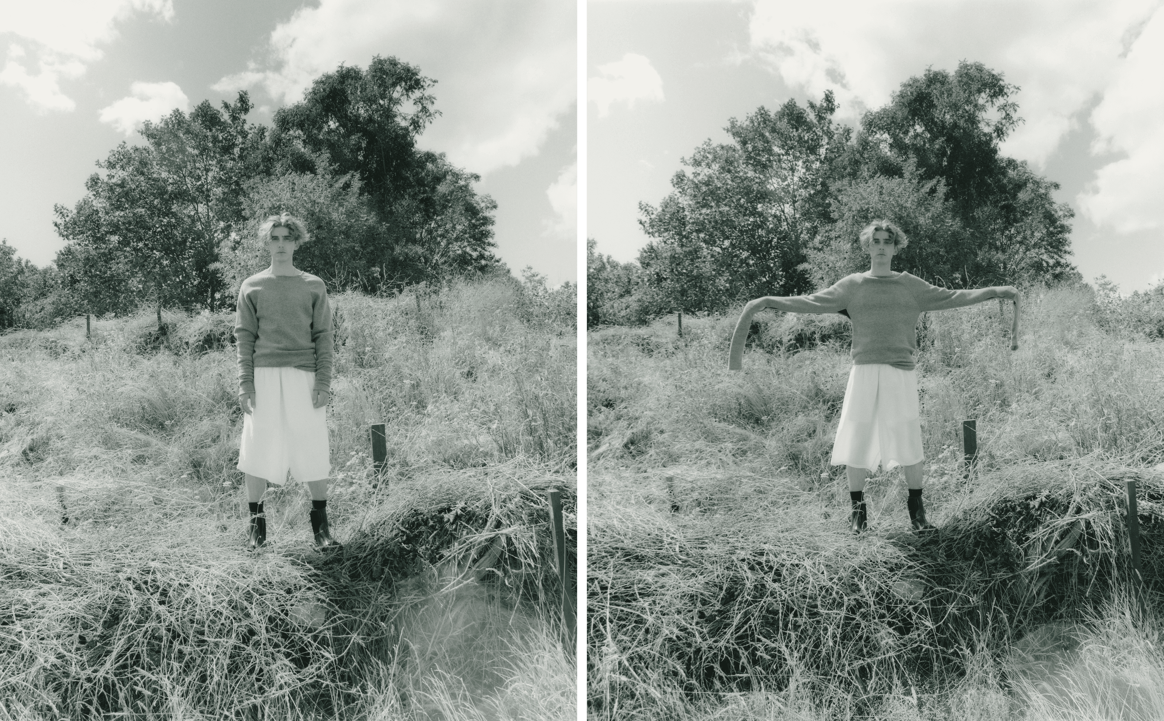 SWEATER by ,Derrick., SHORTS by ,Gabriela Coll., BOOTS by ,Dior.