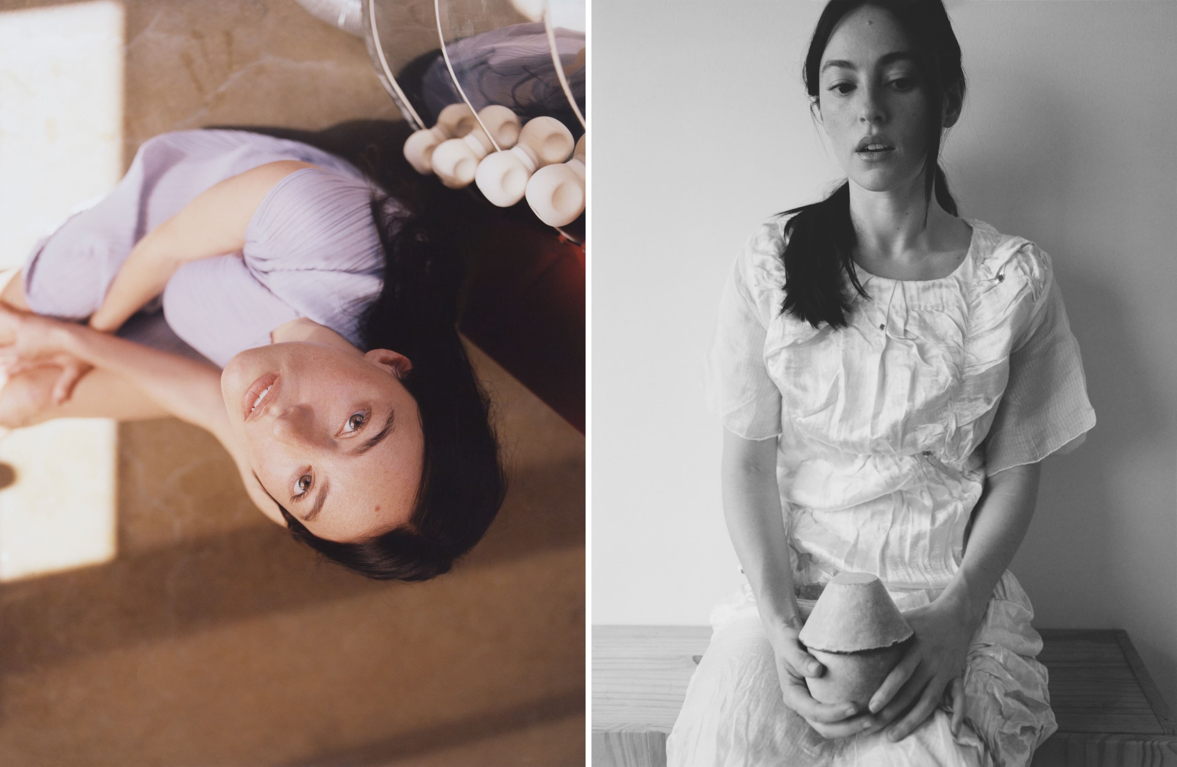 LEFT: DRESS by Issey Miyake. RIGHT: DRESS by Tigra Tigra.