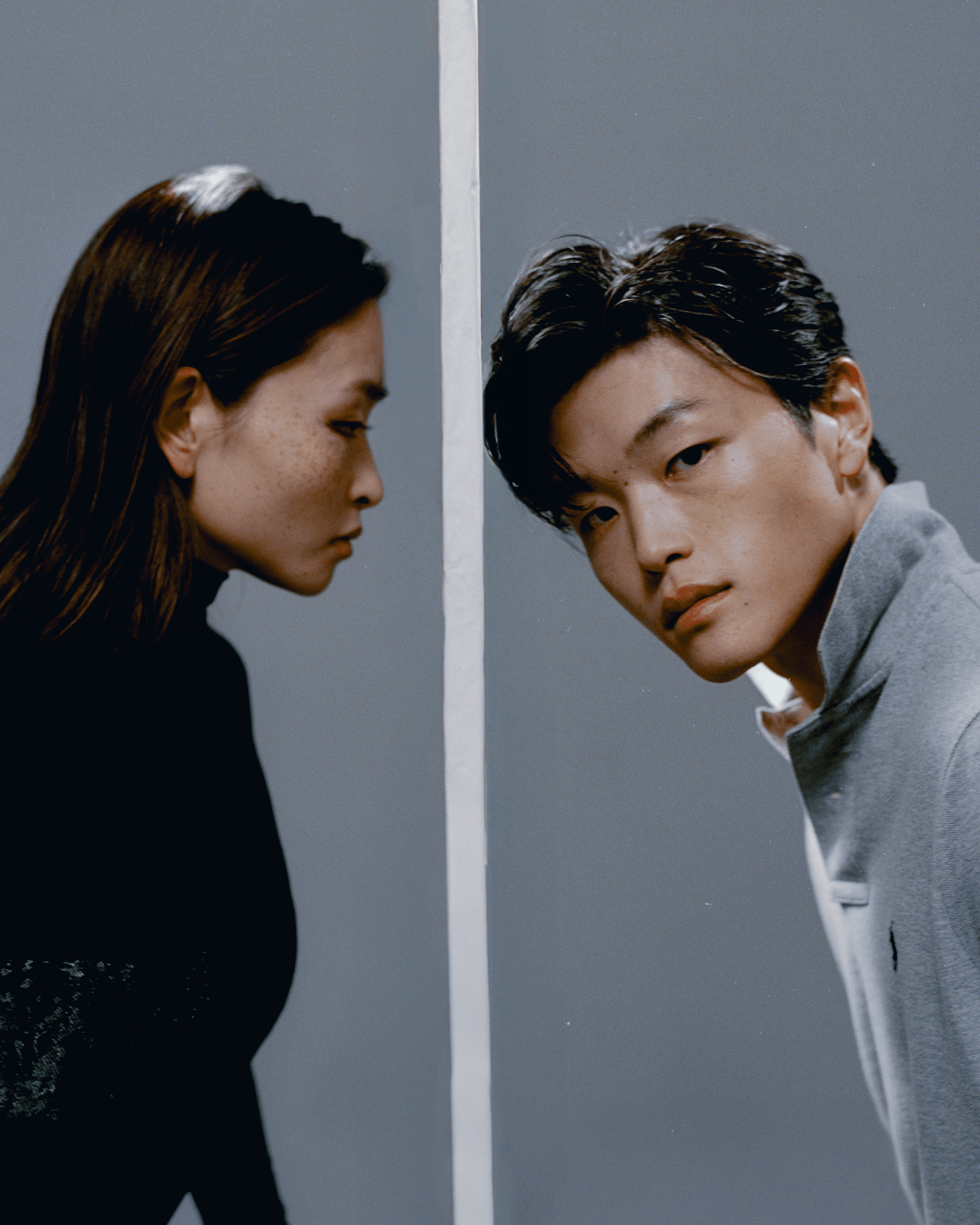 Maia wears CATSUIT by Norma Kamali. BRA by Malcolm D Costa. Alex wears TOP by Polo Ralph Lauren.