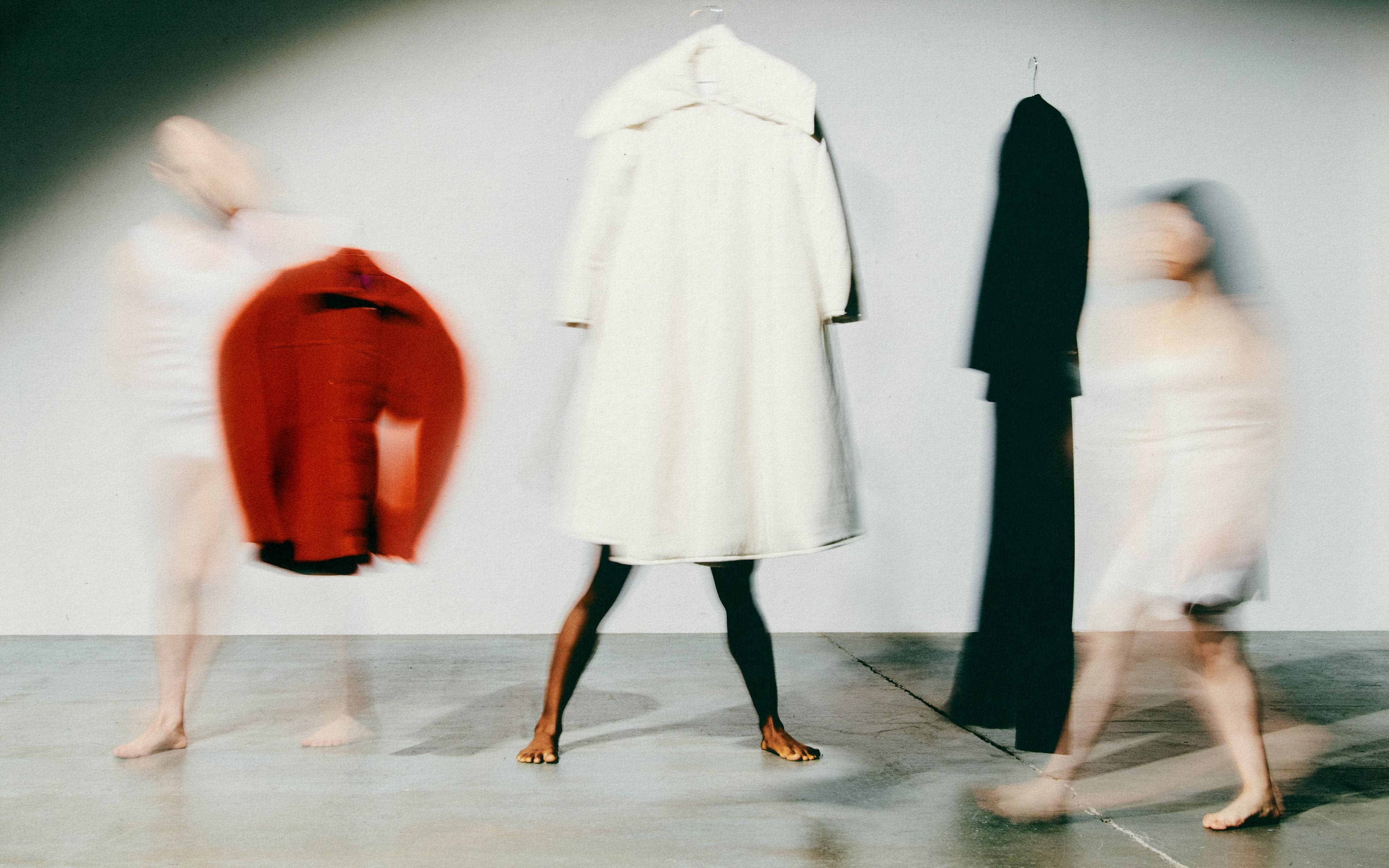FROM LEFT: JACKET by ,THEUNISSEN. ,COAT by ,BEVZA. ,SUIT by ,Dries Van Noten.