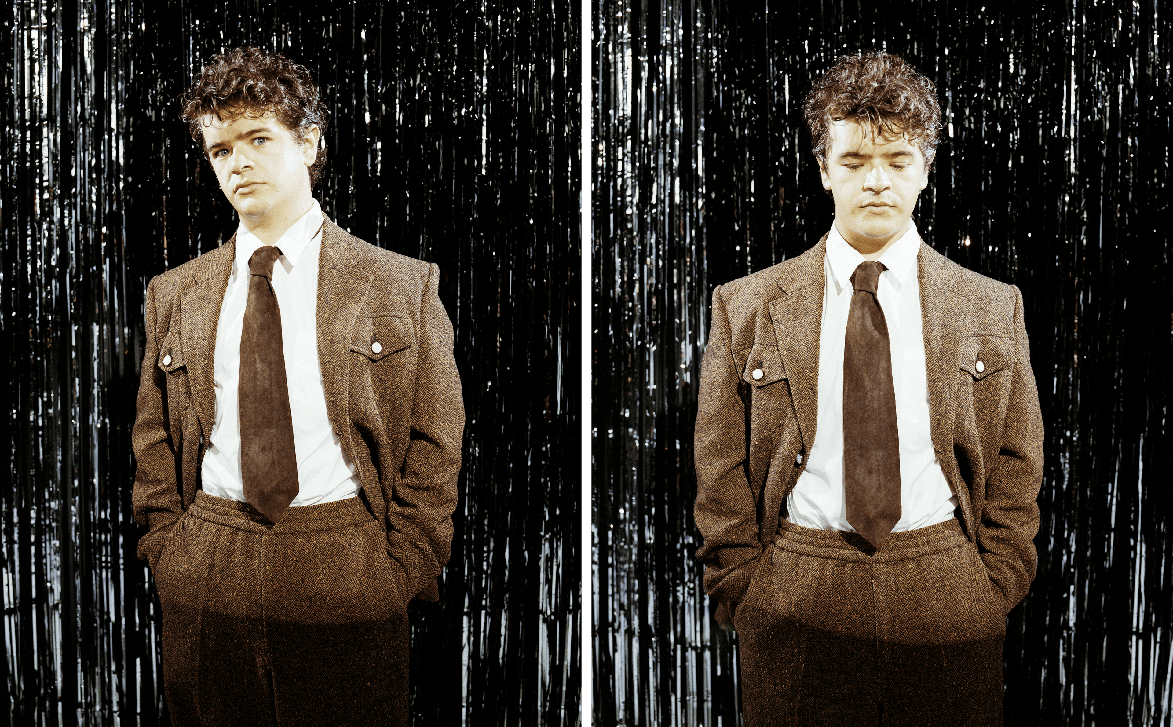 JACKET and PANTS by Louis Vuitton. SHIRT by Dries Van Noten. TIE by Todd Snyder.