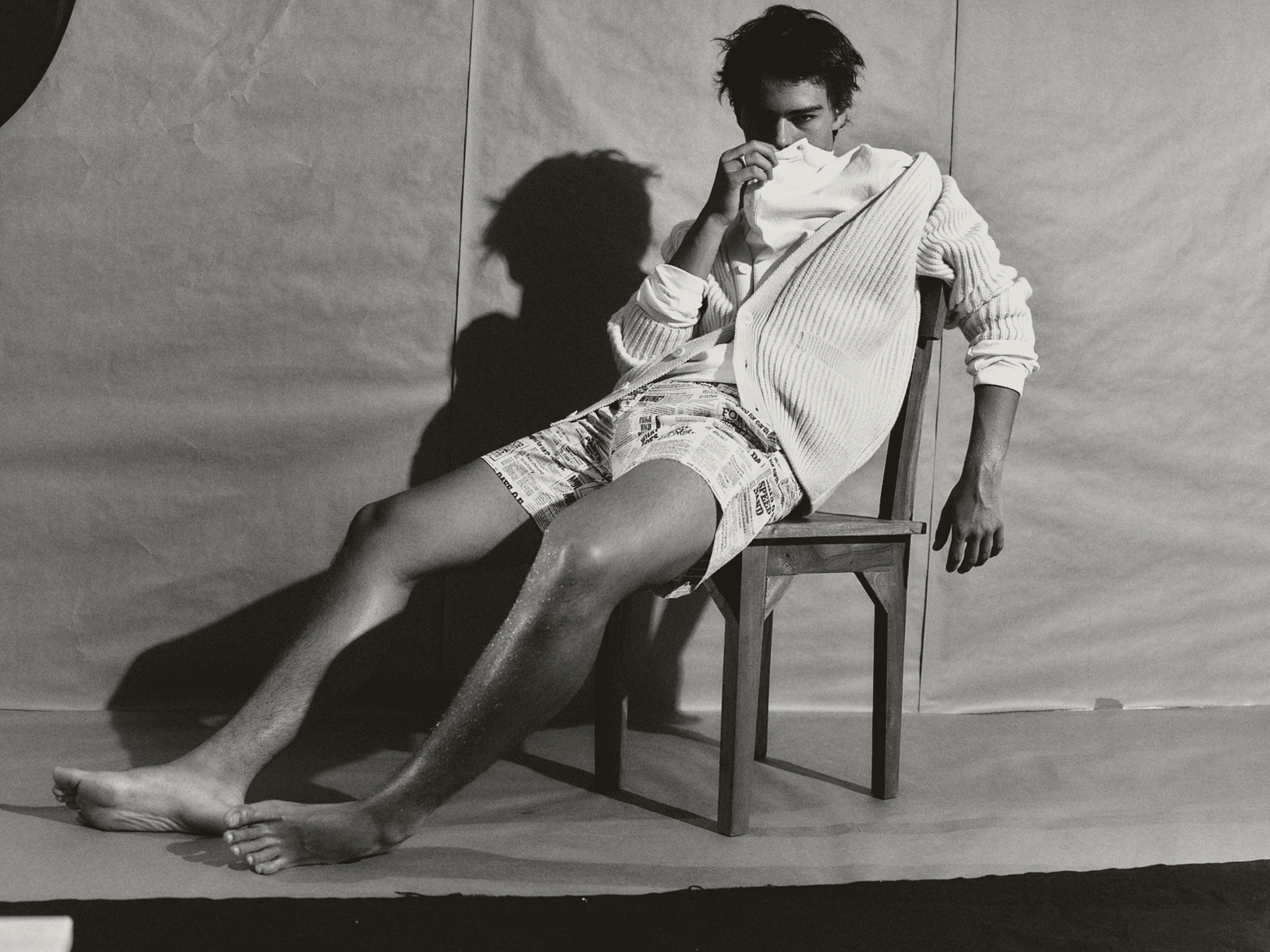 SWEATER and SHIRT by ,La Paz. ,SHORTS by ,Deus Ex Machina.