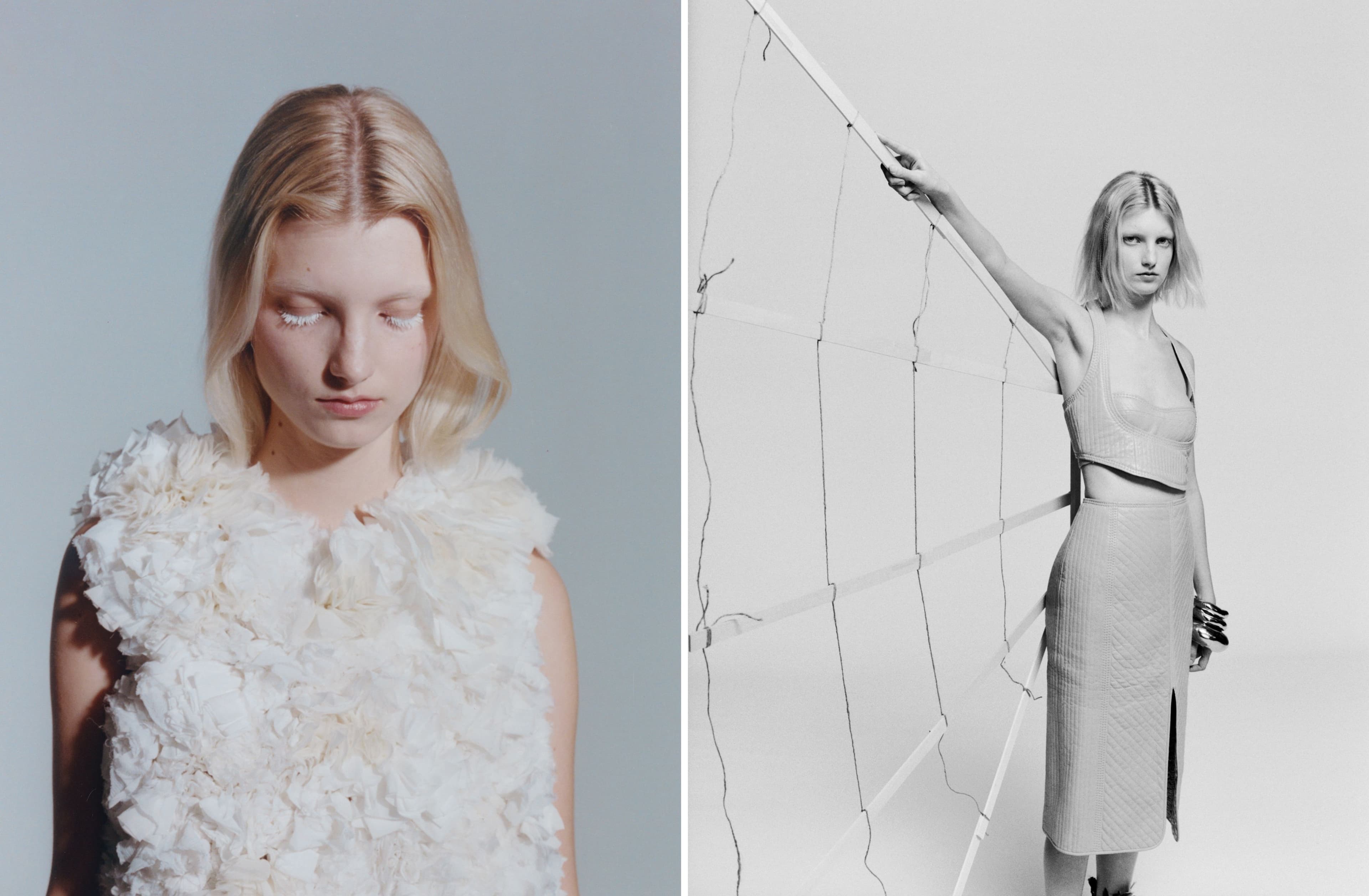 LEFT: TOP by Heirlome. RIGHT: All CLOTHING by Hermès; BRACELETS by Alexis Bittar.