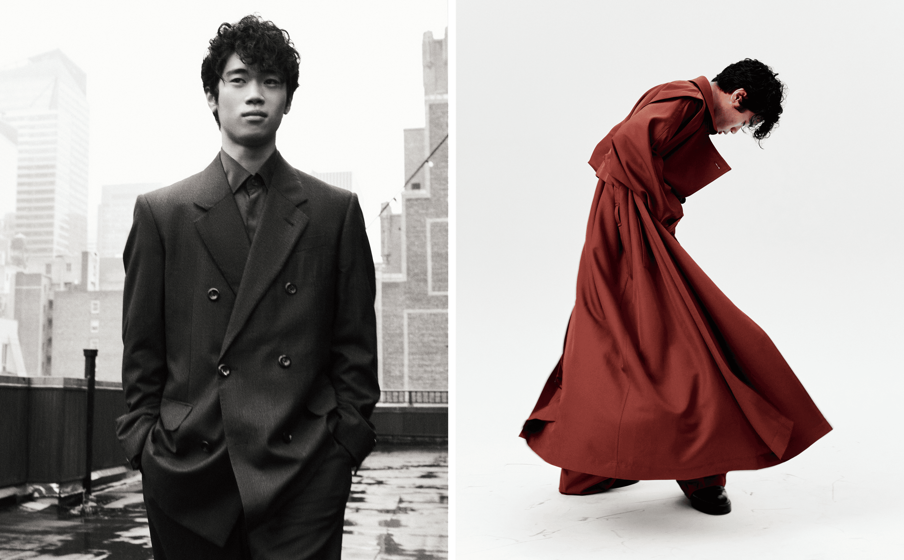 LEFT: All CLOTHING by Emporio Armani. RIGHT: All CLOTHING by IM Men; SHOES by Emporio Armani.