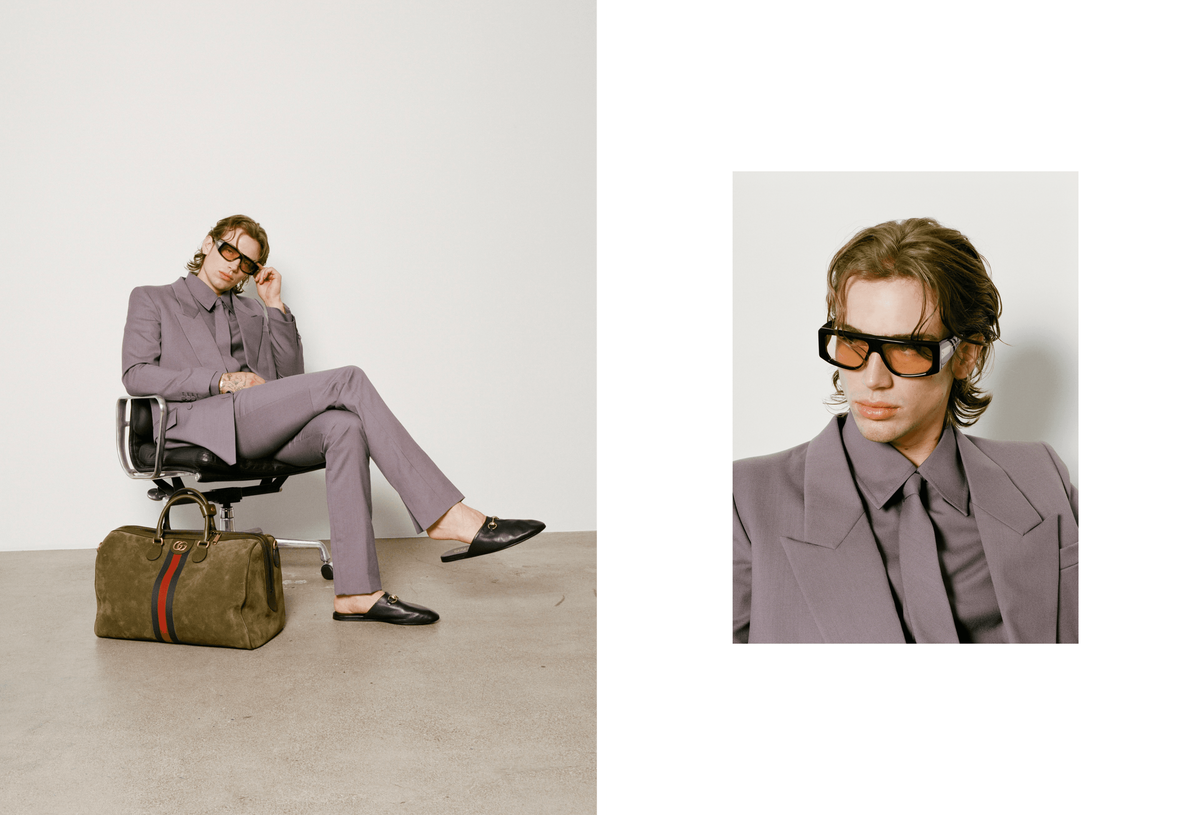 All CLOTHING, BAG, and SHOES by ,Gucci. ,SUNGLASSES by ,Jacques Marie.