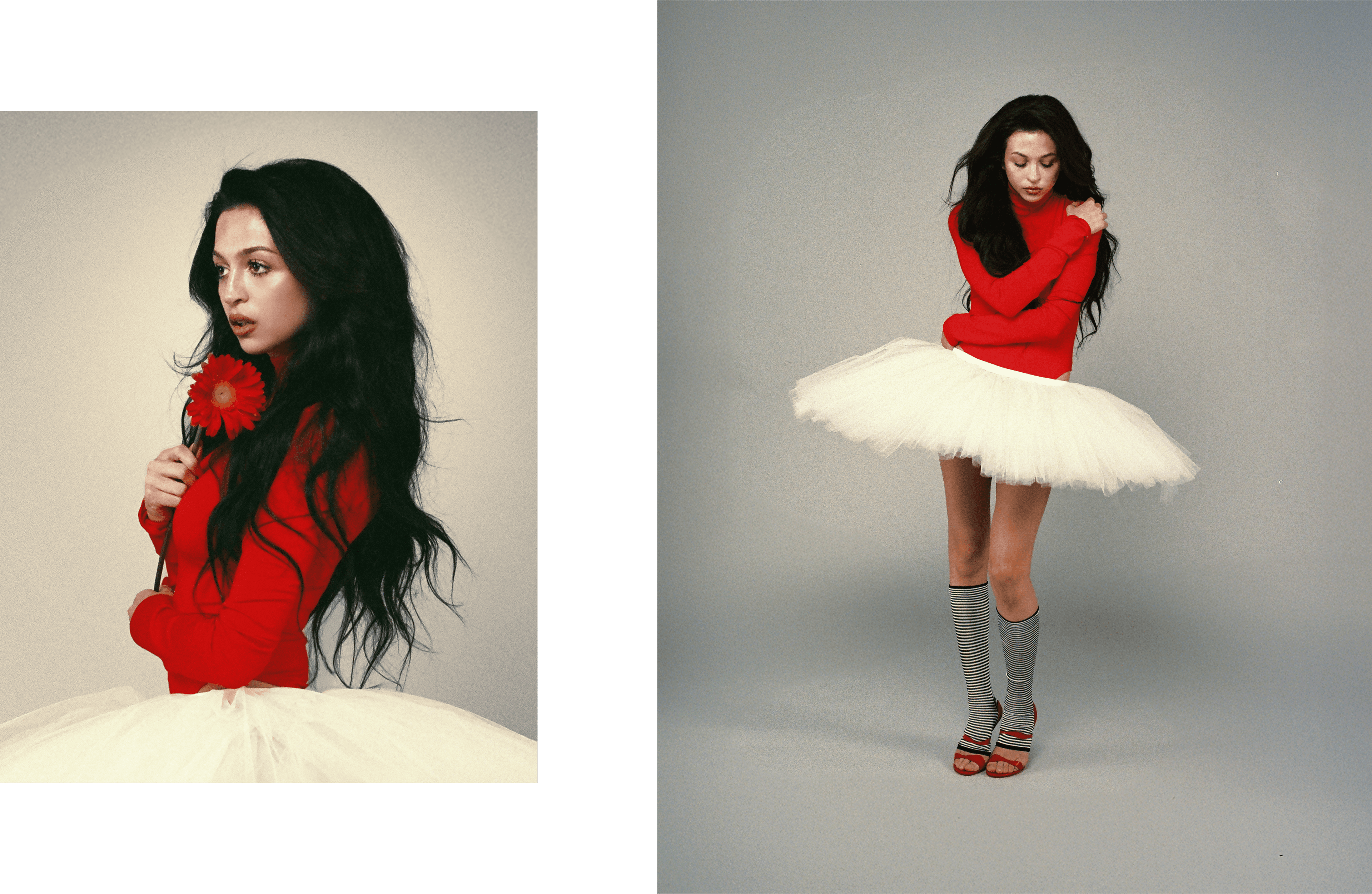 BODYSUIT by ,David Koma., SKIRT by ,Jalyn Young., SOCKS by ,Shur Shur., SHOES by ,Santoni.