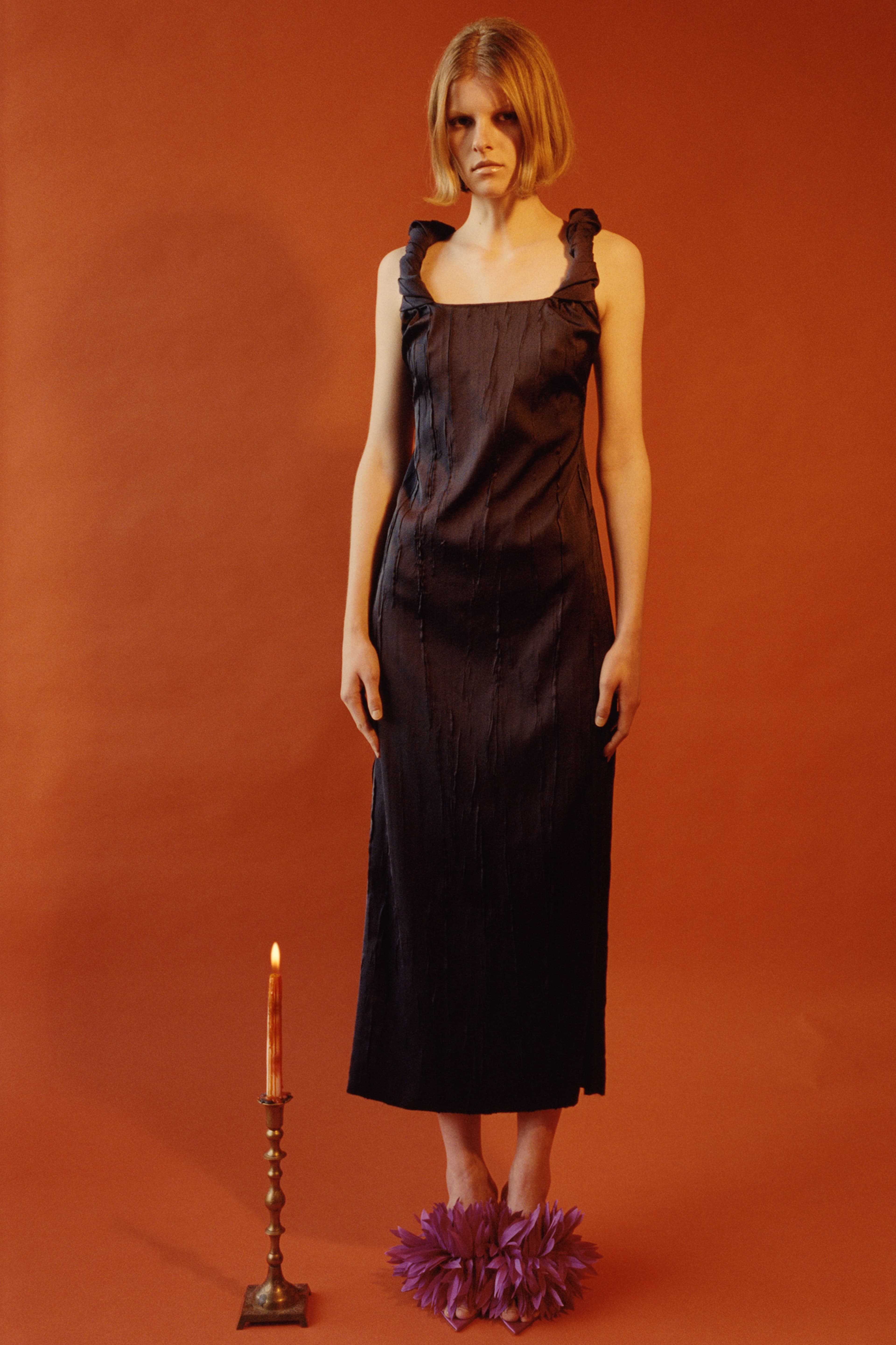 DRESS by ,Marina Moscone. ,SHOES by ,Gianvito Rossi.