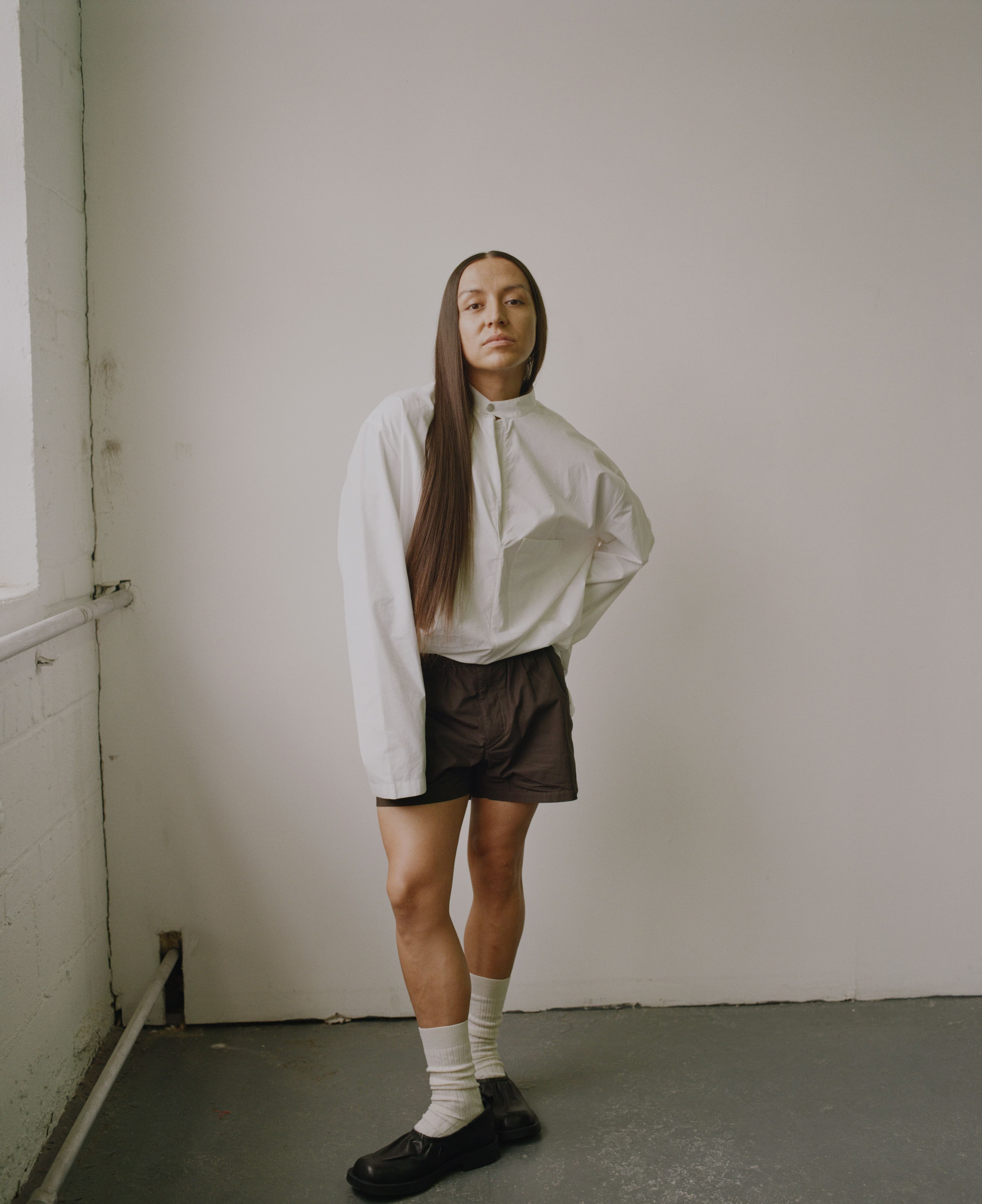 All CLOTHING by ,Hermès. ,SOCKS by ,Falke. ,SHOES by ,Camper Lab.