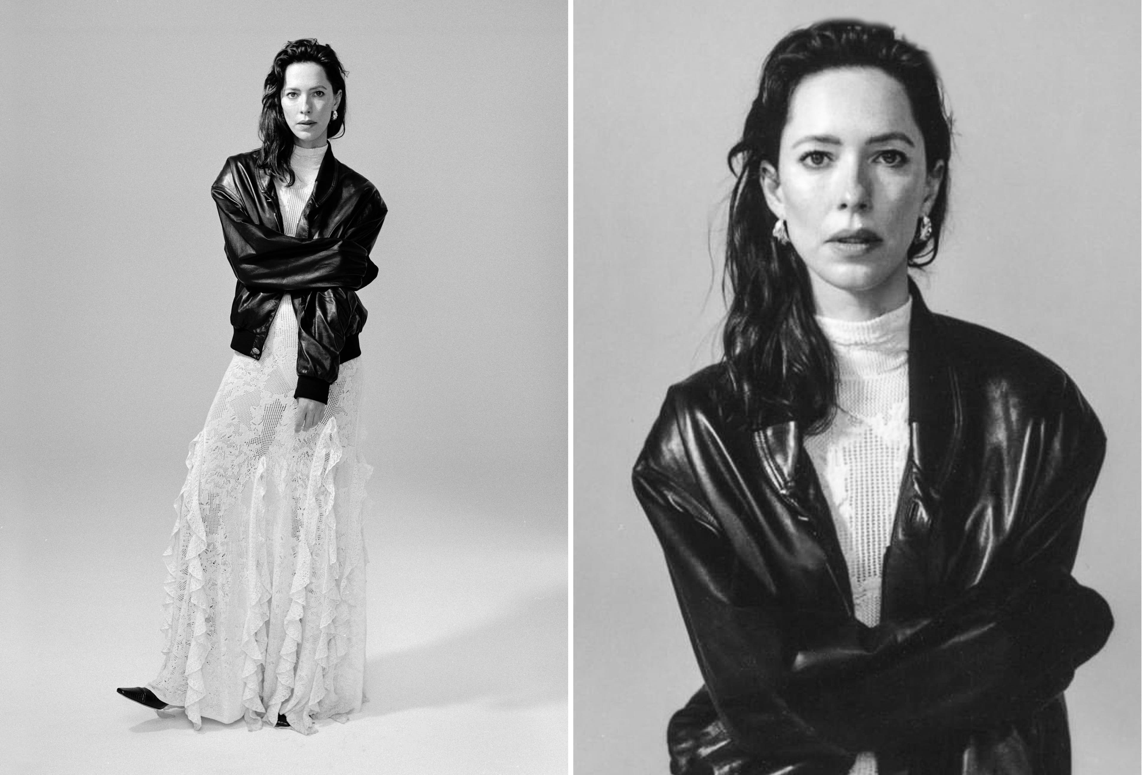 JACKET by Versace; DRESS and BELT by Gabriela Hearst; BOOTS by Ulla Johnson; EARRINGS by Ariana Boussard-Reifel