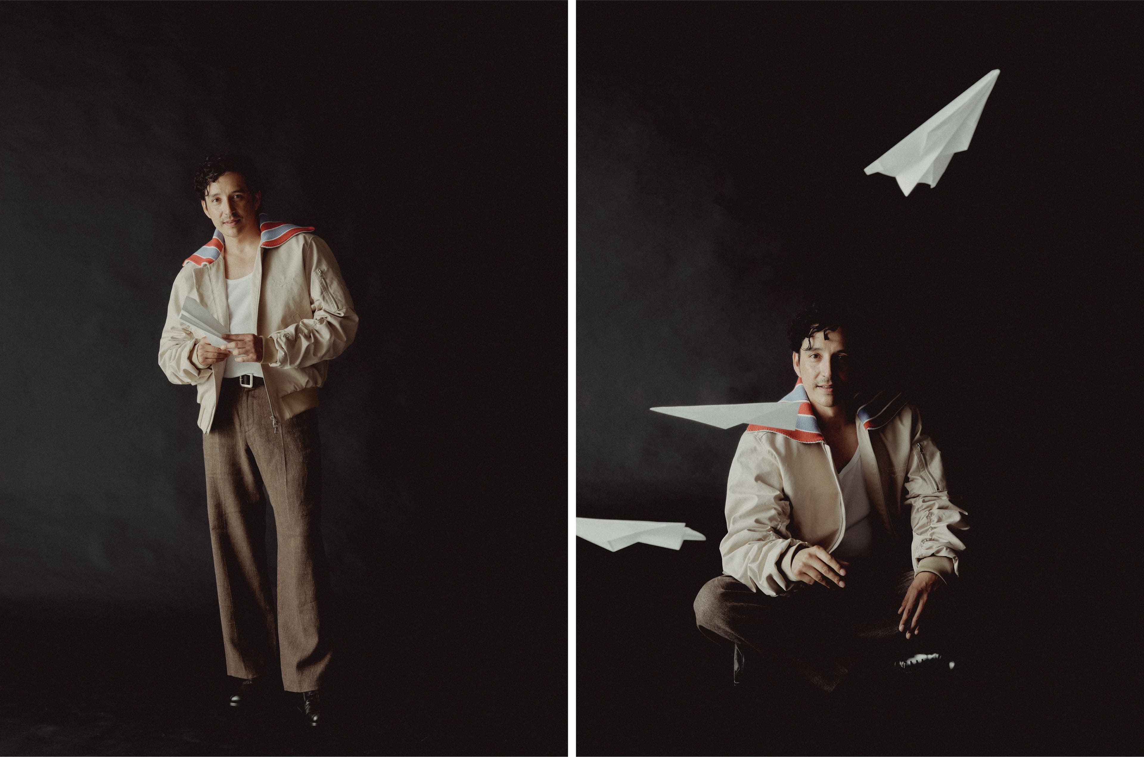 JACKET by ,Charles Jeffrey Loverboy,. TANK TOP, stylist’s own. PANTS by ,Our Legacy,. SHOES by ,Louis Vuitton,. BELT by ,Nick Fouquet,.