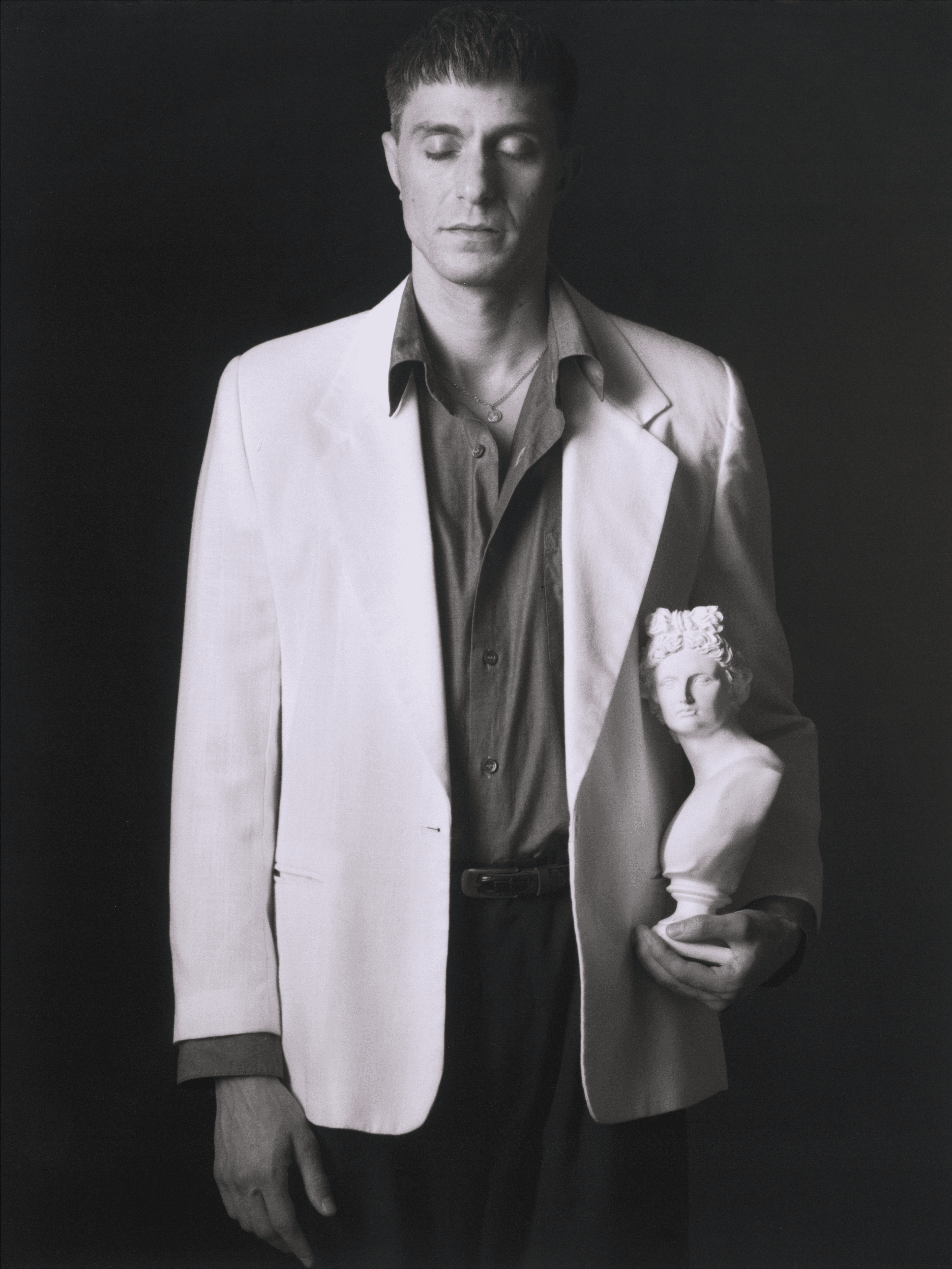 JACKET, SHIRT, and BELT, stylist’s own. PANTS by ,Maryam Nassir Zadeh..