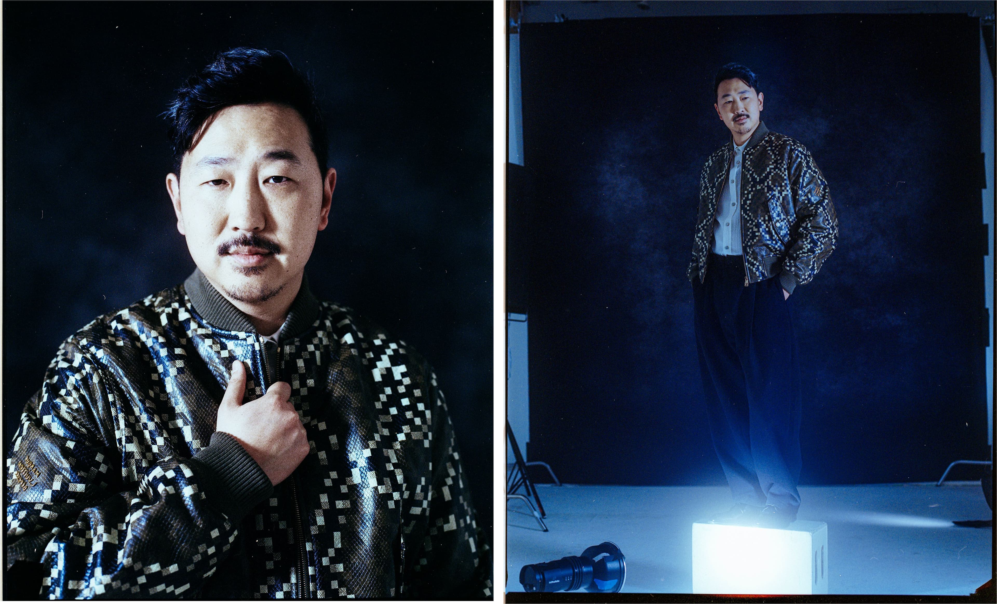 JACKET, SHIRT, and SHOES by ,Louis Vuitton. ,PANTS by ,The Frankie Shop.