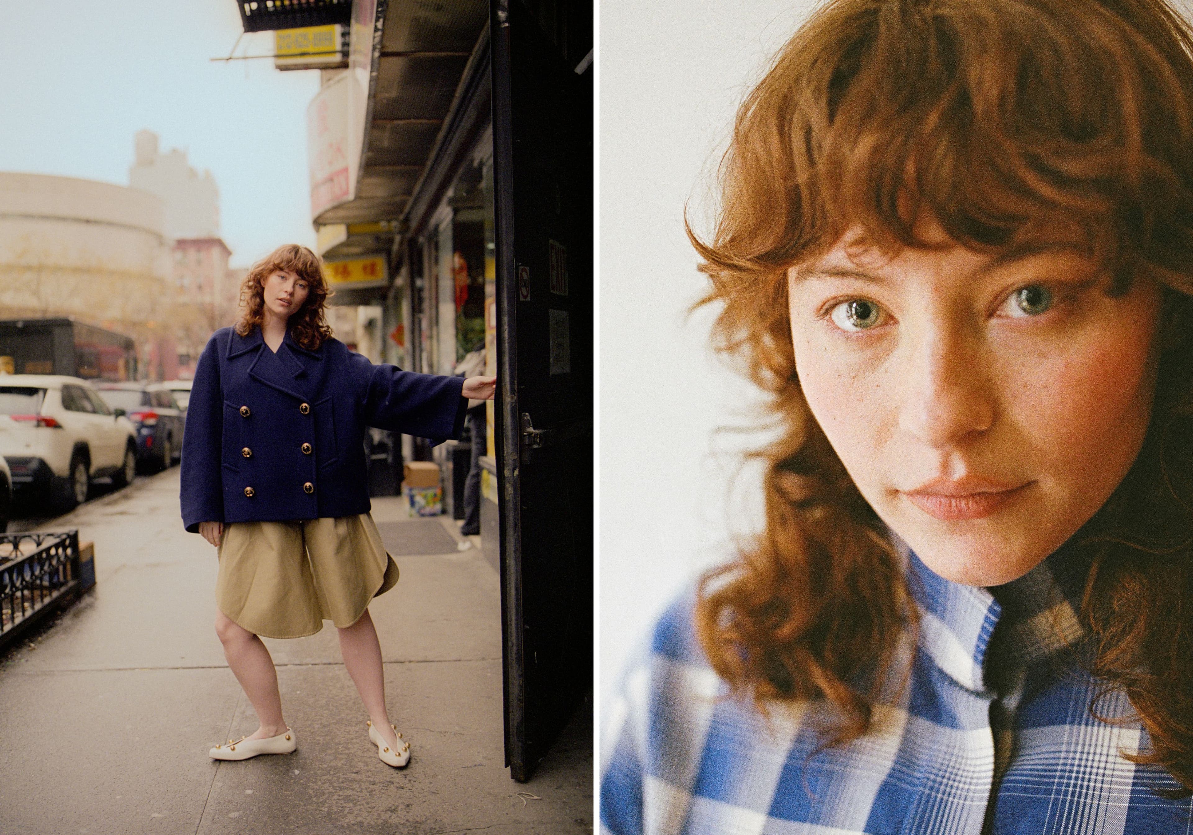 LEFT: All CLOTHING and SHOES by Balenciaga. RIGHT: SHIRT by Tory Burch.