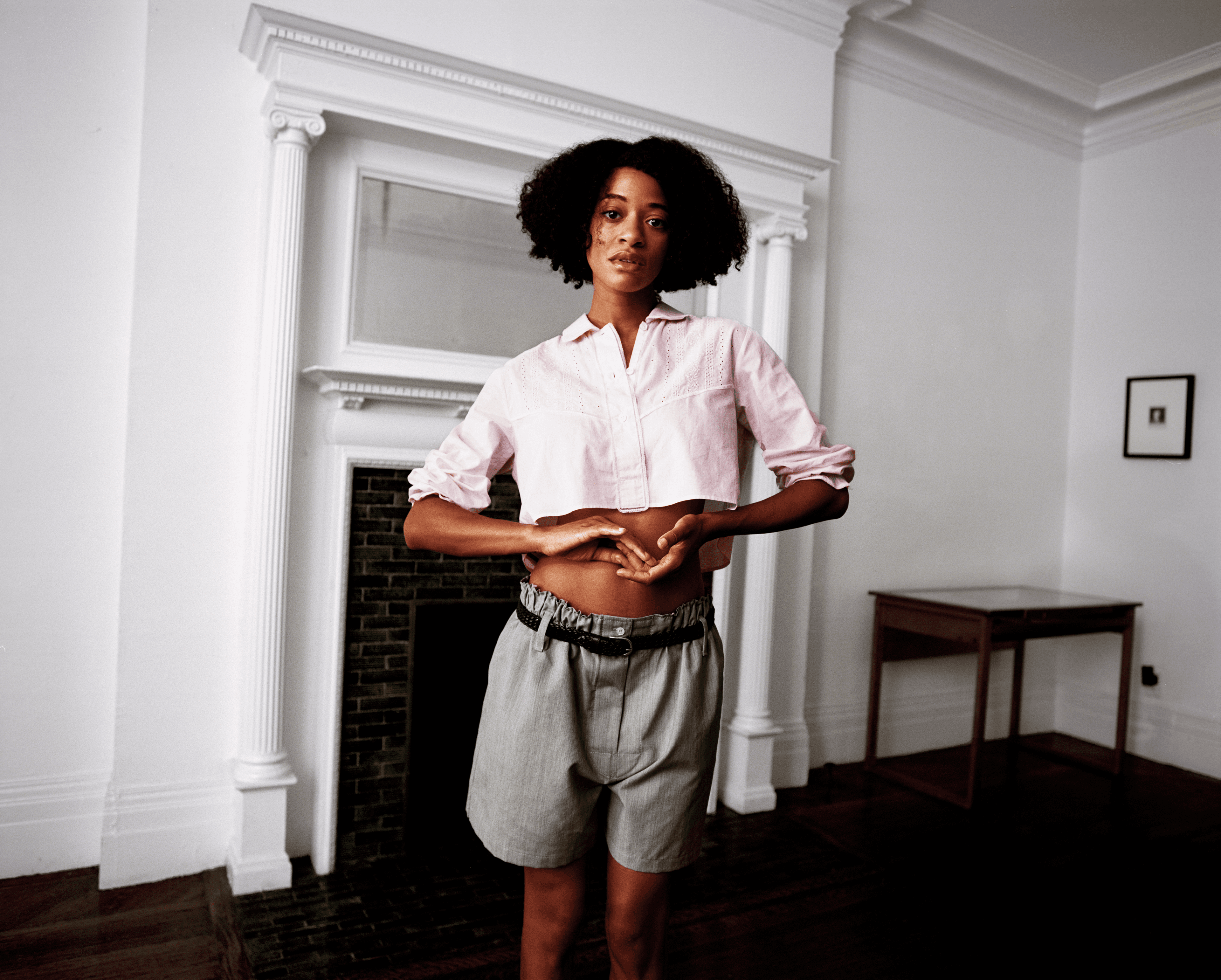 All CLOTHING and BELT by Prada