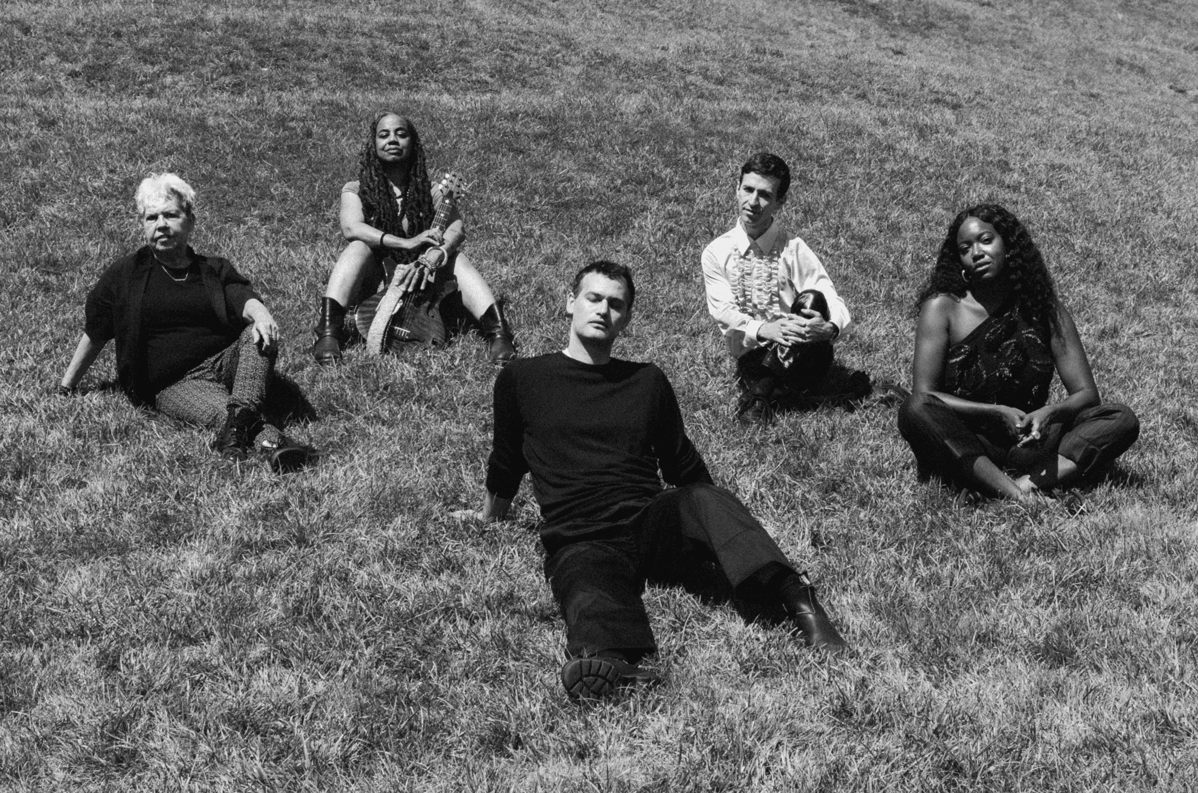 FROM LEFT: Carmelita Tropicana. Suzan-Lori Parks. Winokur wears SWEATER by ,John Smedley., PANTS by ,Maison Margiela., Anthony Roth Costanzo. Whitney White.