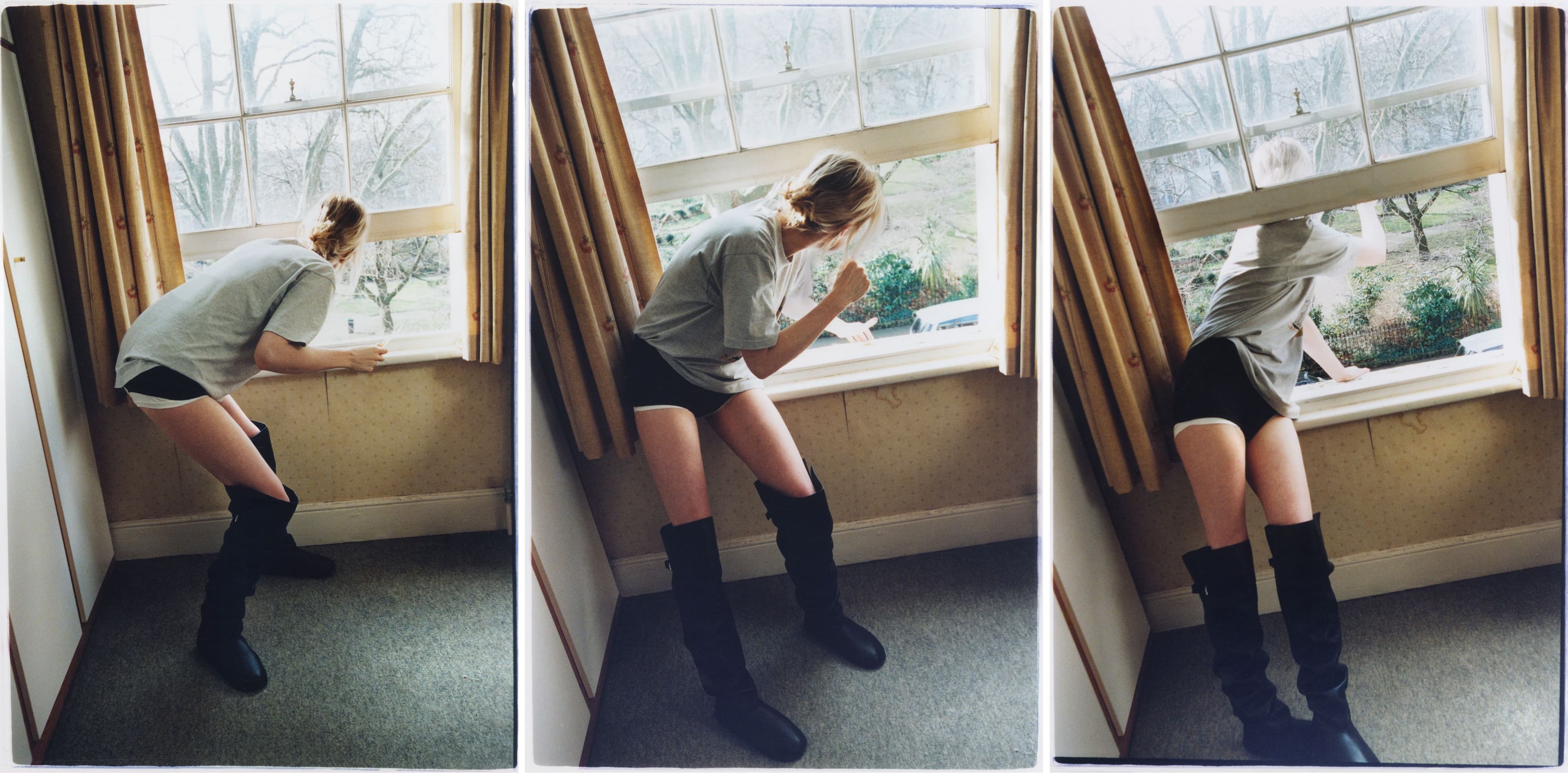 Vintage T-SHIRT from Forêt Vierge. SHORTS by ,Hermès. ,UNDERWEAR by ,Eres. ,BOOTS by ,CHRISTEN.
