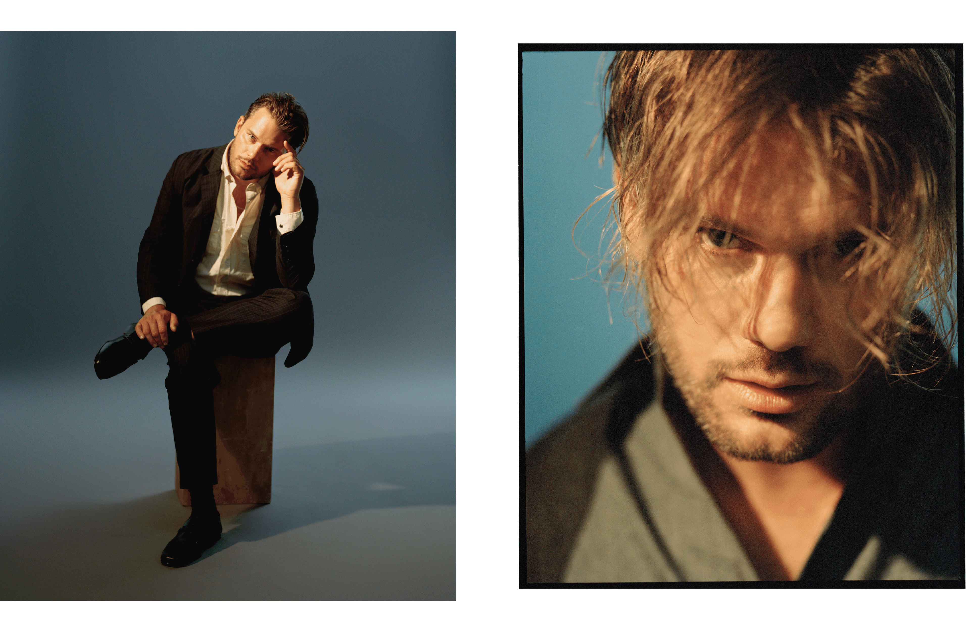 LEFT: All CLOTHING and SHOES by ,Hermès. ,RIGHT: SHIRT by ,Stella McCartney.
