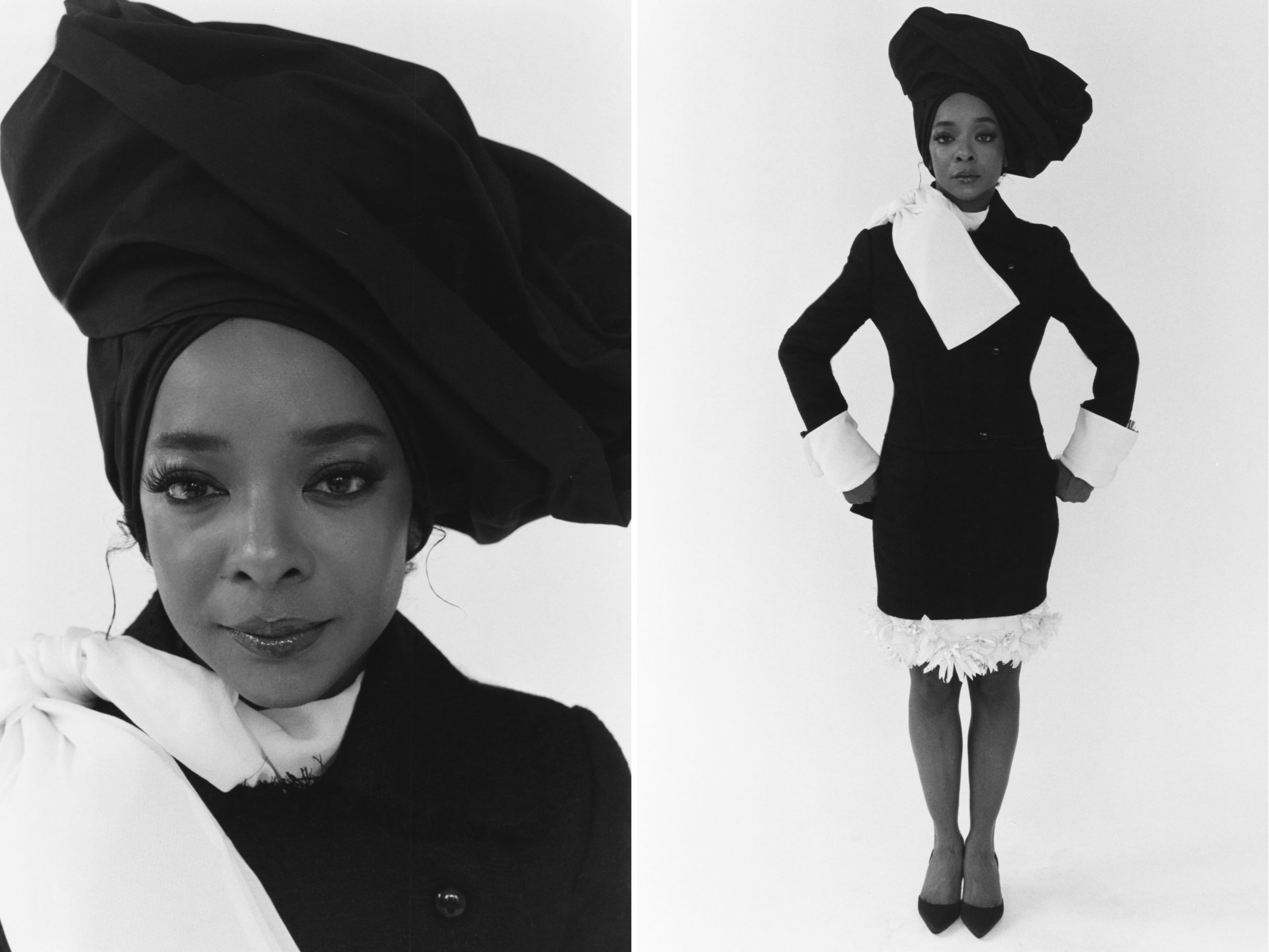 DRESS by McQueen; custom HEADPIECE; SHOES by Manolo Blahnik