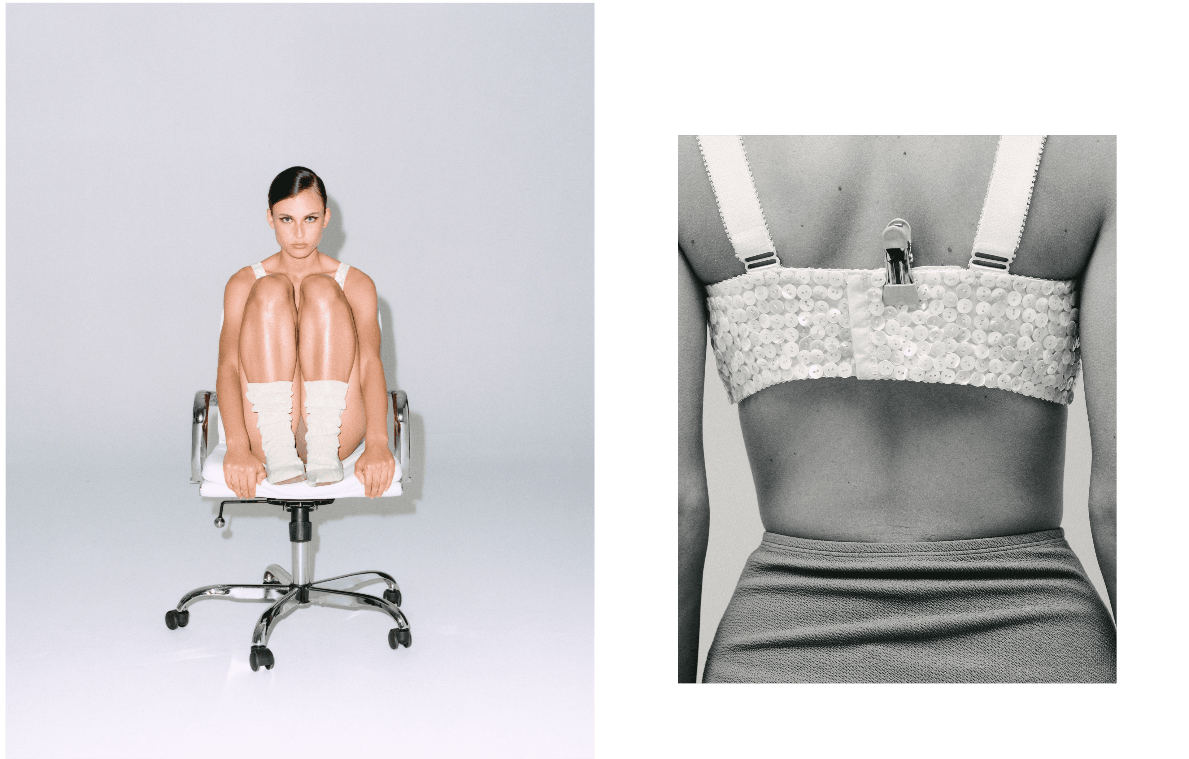 TOP by ,Contessa Mills., BOTTOM by ,By Malene Birger. ,SOCKS by ,Issey Miyake,. SHOES by ,Jil Sander.