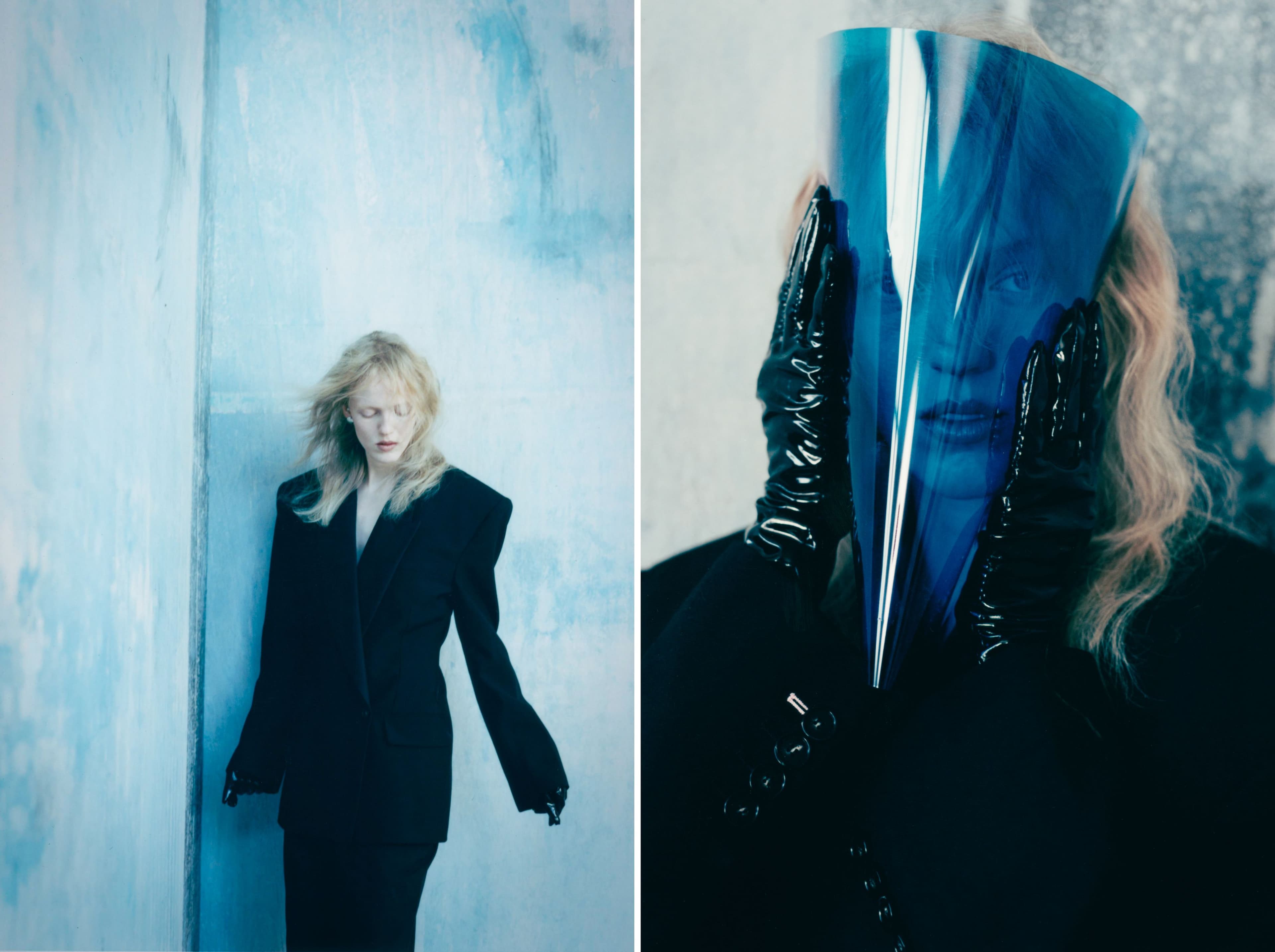All CLOTHING by Stella McCartney; GLOVES, stylist’s own; EARRINGS by Bevza