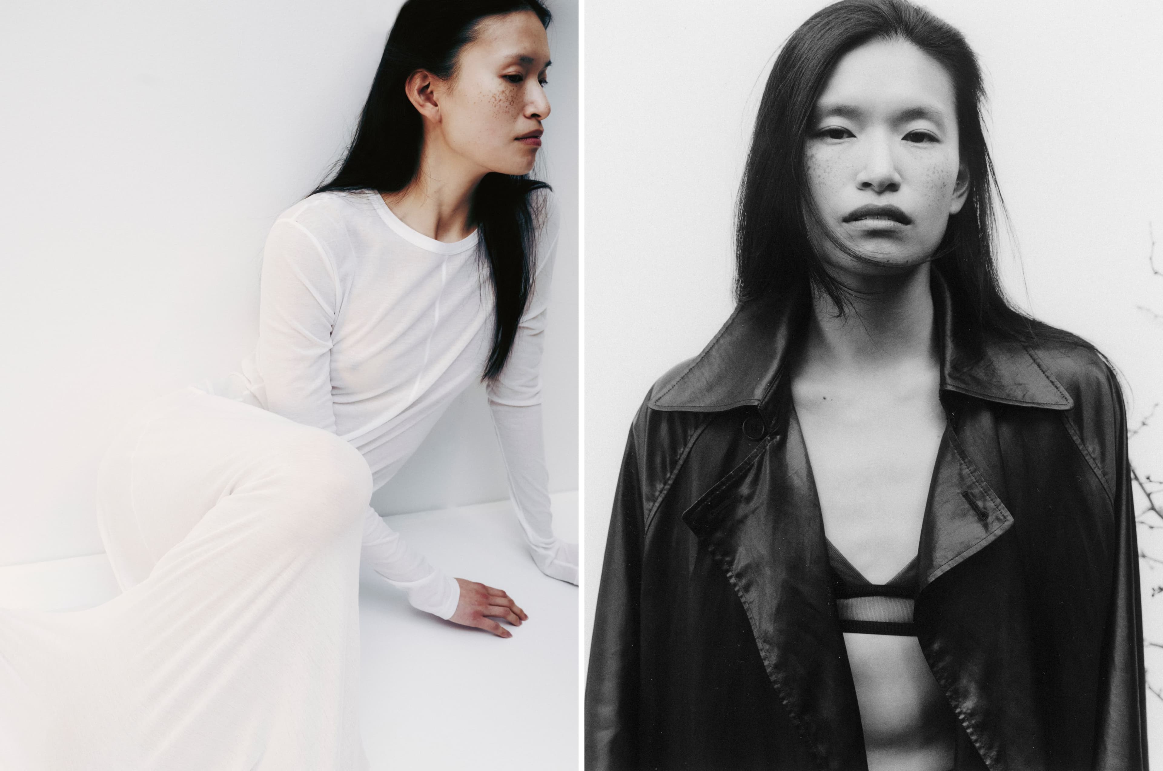 LEFT: All CLOTHING by Diotima. RIGHT: JACKET by Fforme; BRA by Araks.