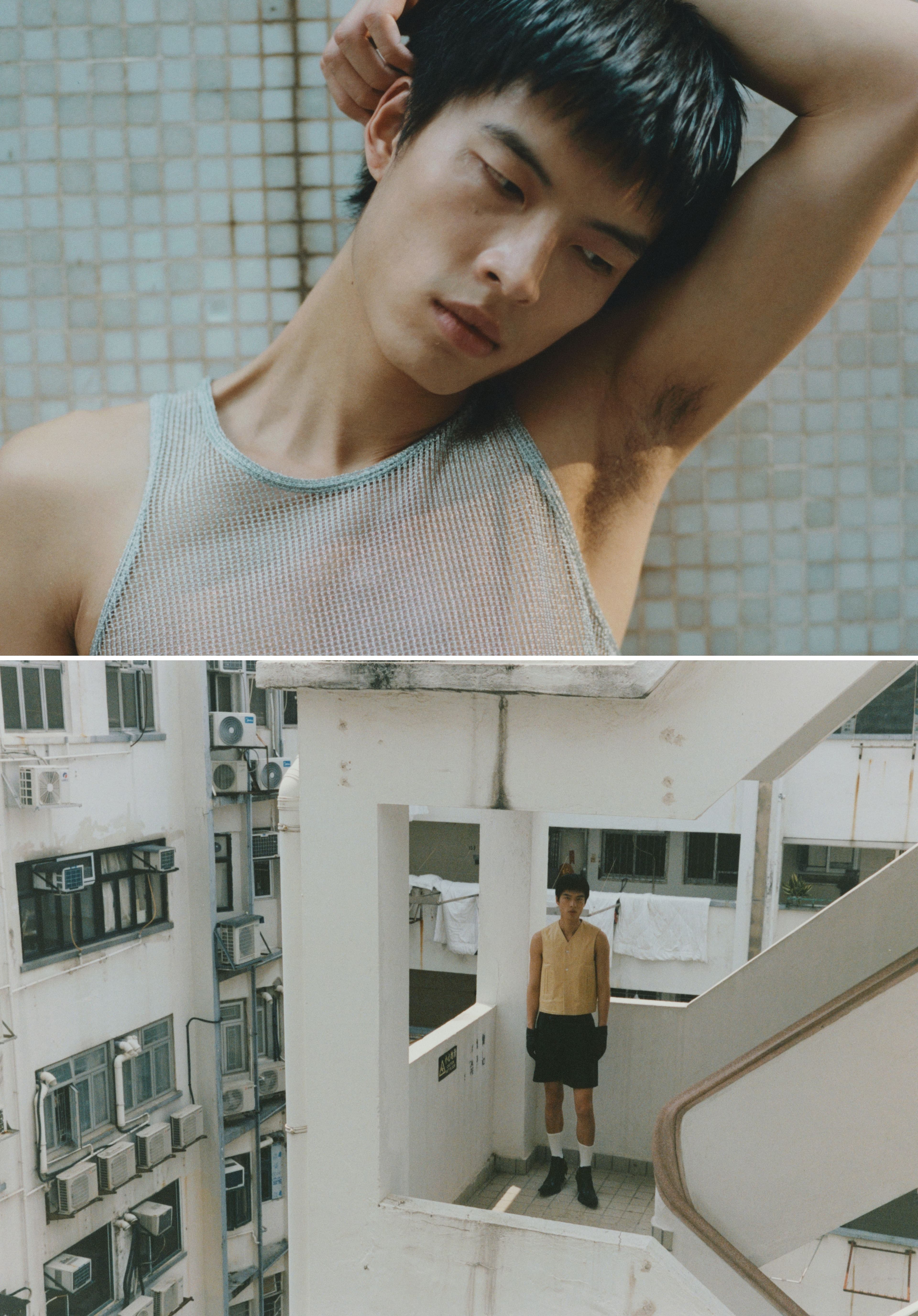 TOP: TOP by Tibi from Harvey Nichols, Hong Kong. BOTTOM: All CLOTHING by Karmuel Young; SHOES by Untitlab.