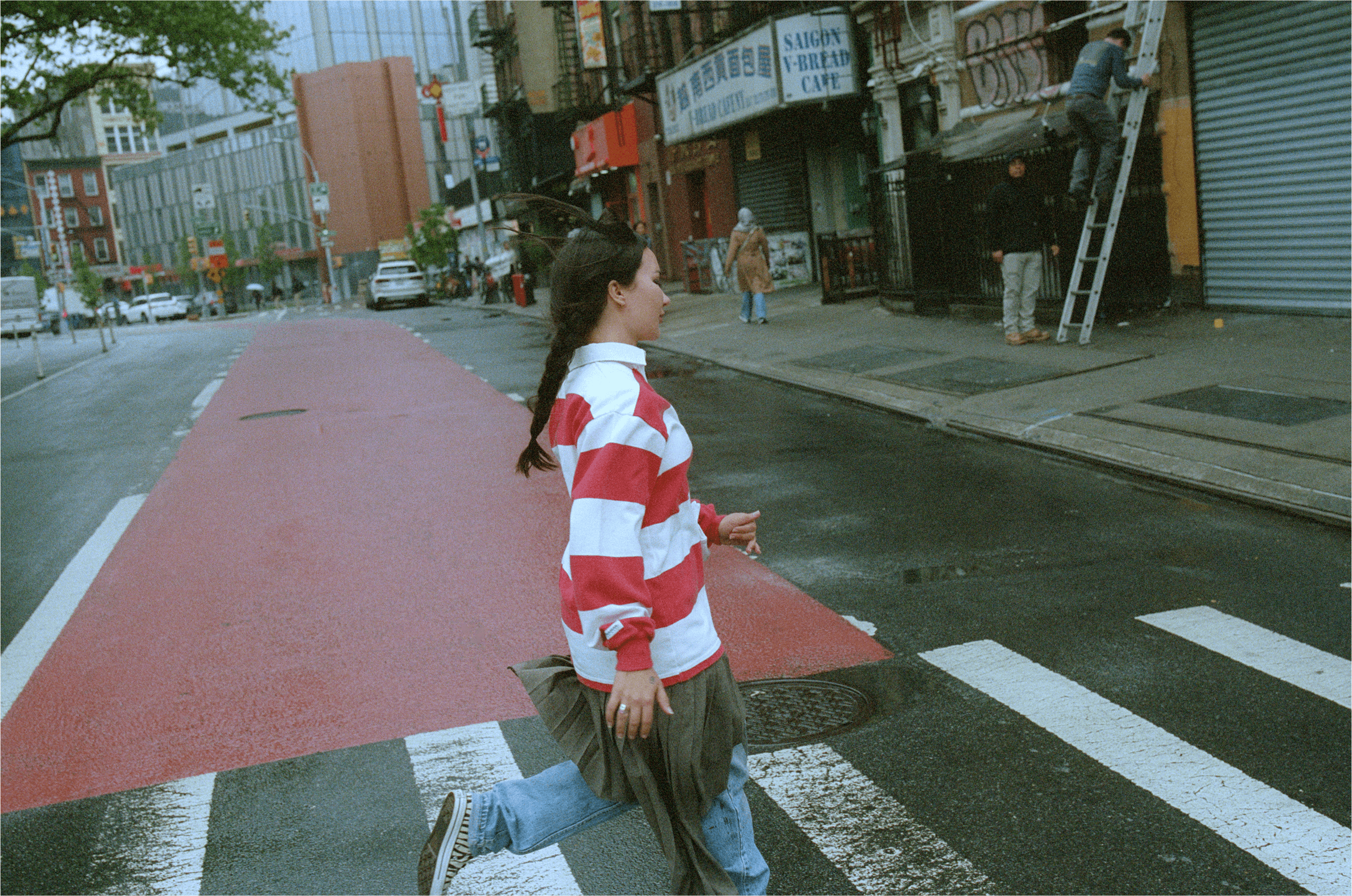 Vintage TOP, JEANS, and SHOES. SKIRT by ,Taottao., All JEWELRY, Shaw’s own.